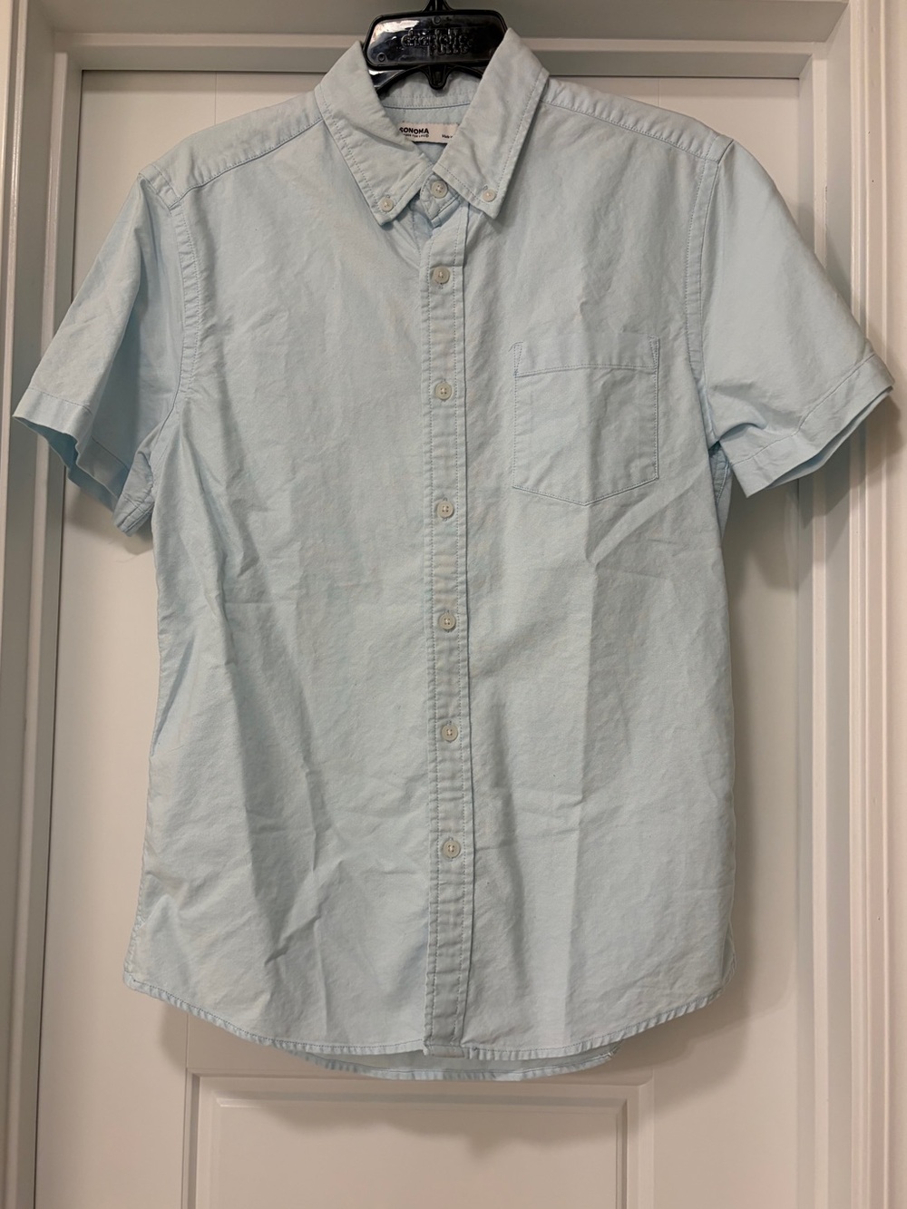 Light Blue Short-Sleeve Button-Down Shirt - Casual Men’s Shirt